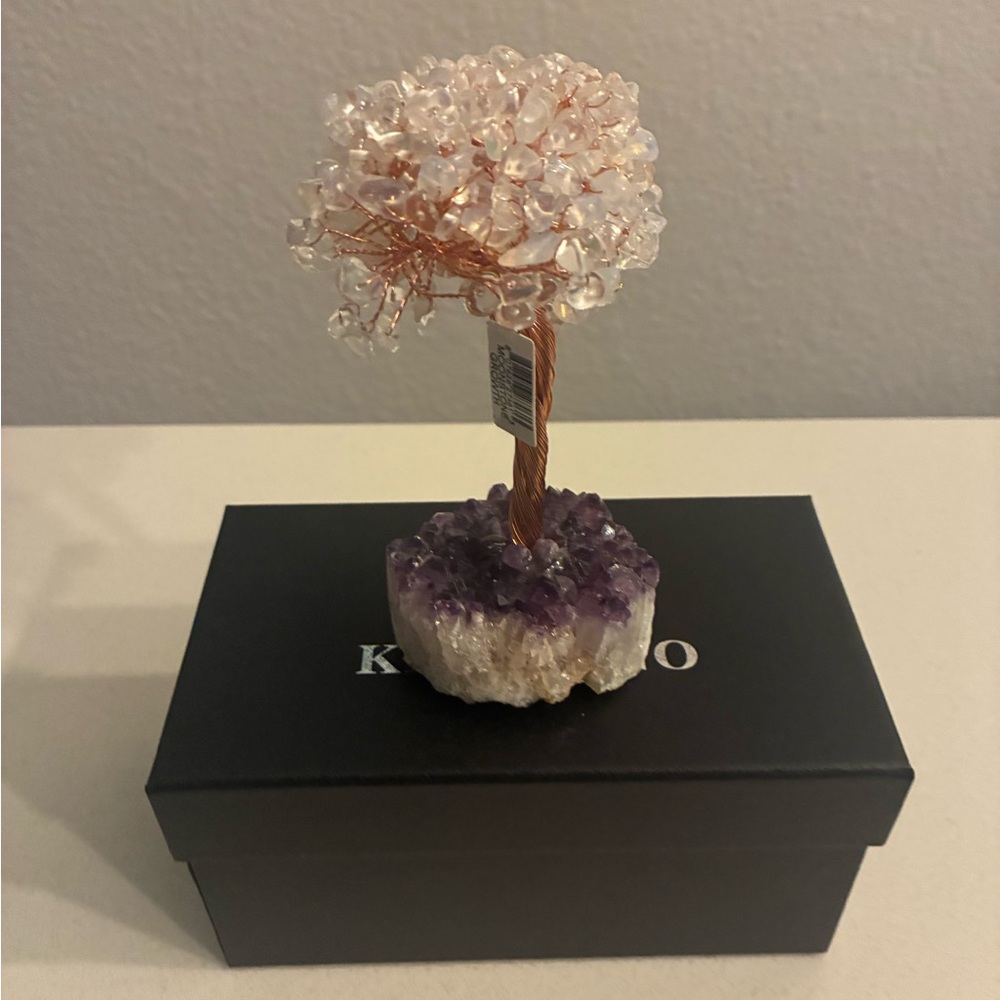 Crystal Gem Tree Sculpture - Purple and Copper